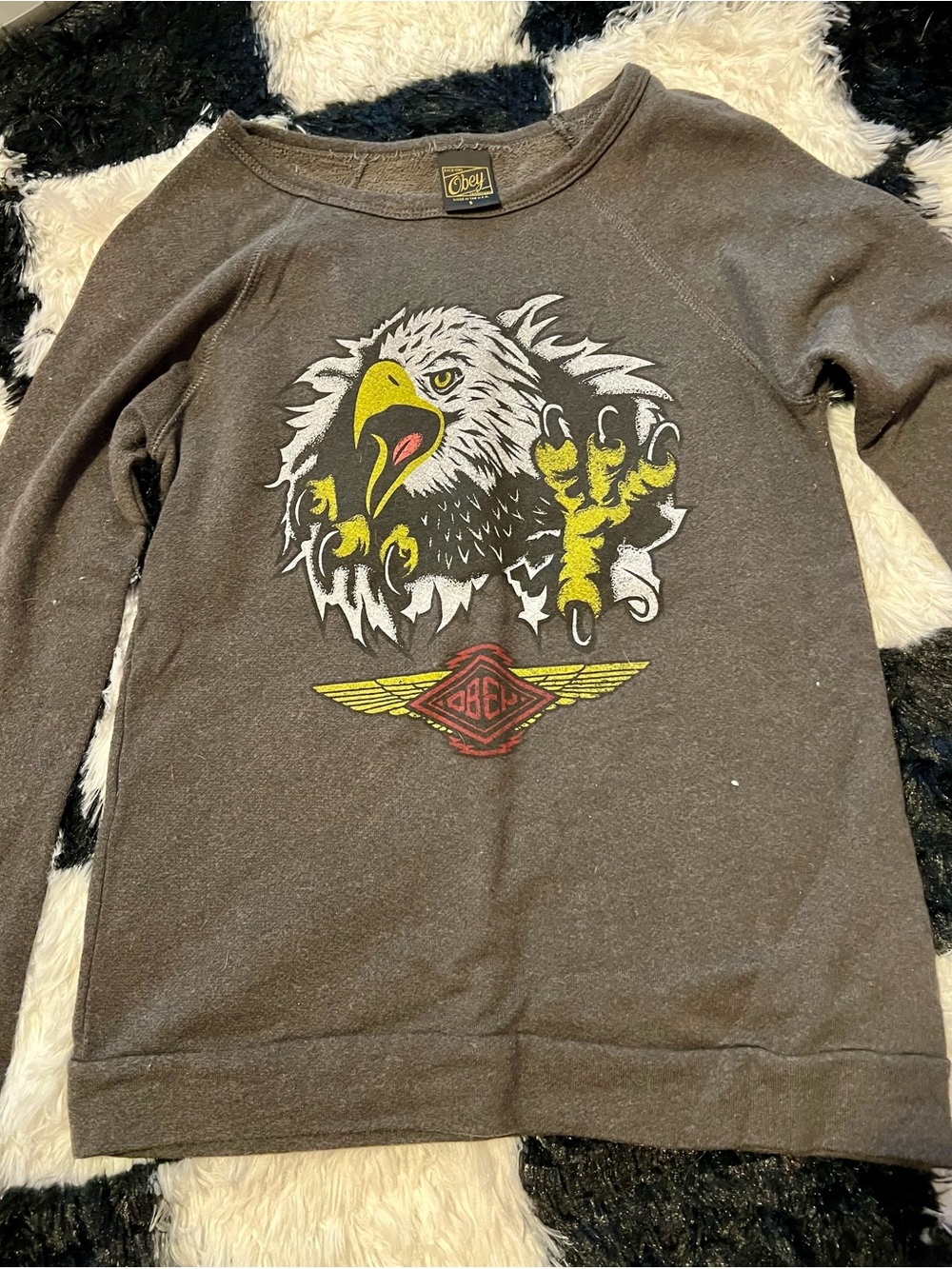 Obey Women's Grey Graphic Eagle Sweatshirt